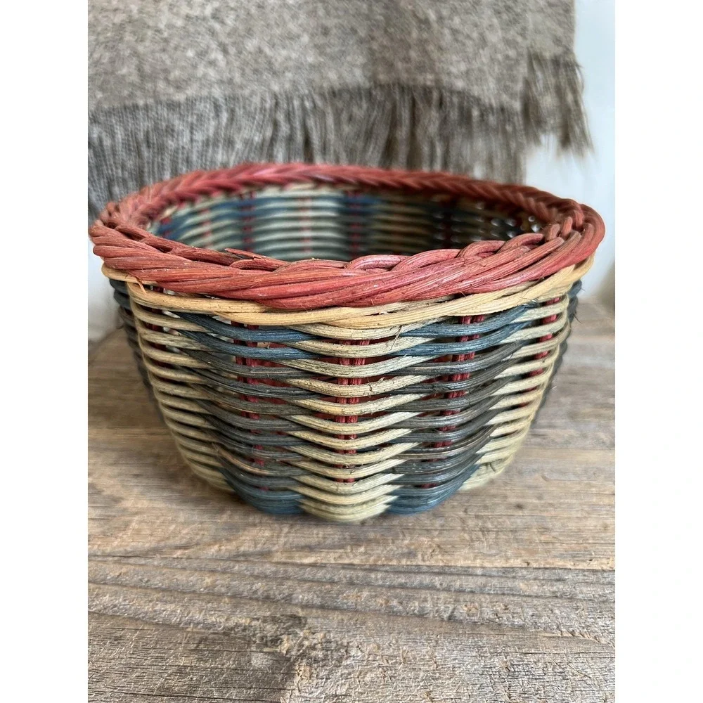 Handwoven Wicker Watermelon Fruit Basket Bowl Oval Country‎ Farmhouse Decor